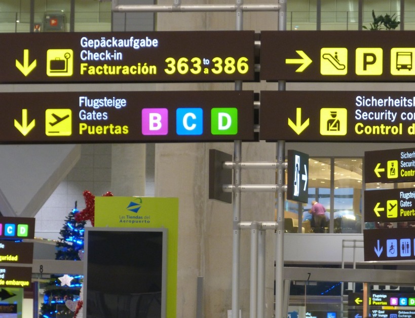 Airport wayfinding signage used as the image recognition target