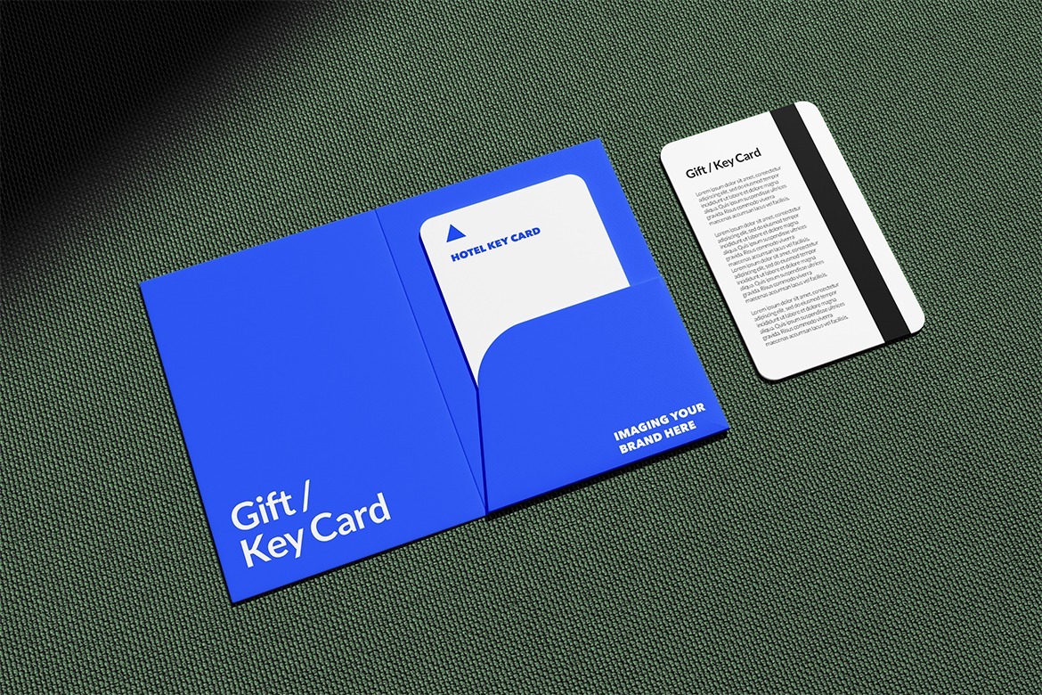 Hotel key card and key card sleeve used as the image recognition target