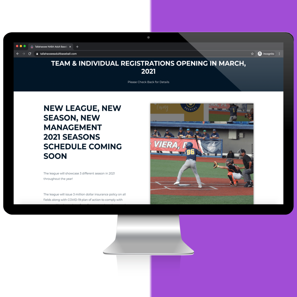 Tallahassee Adult Baseball Website Design