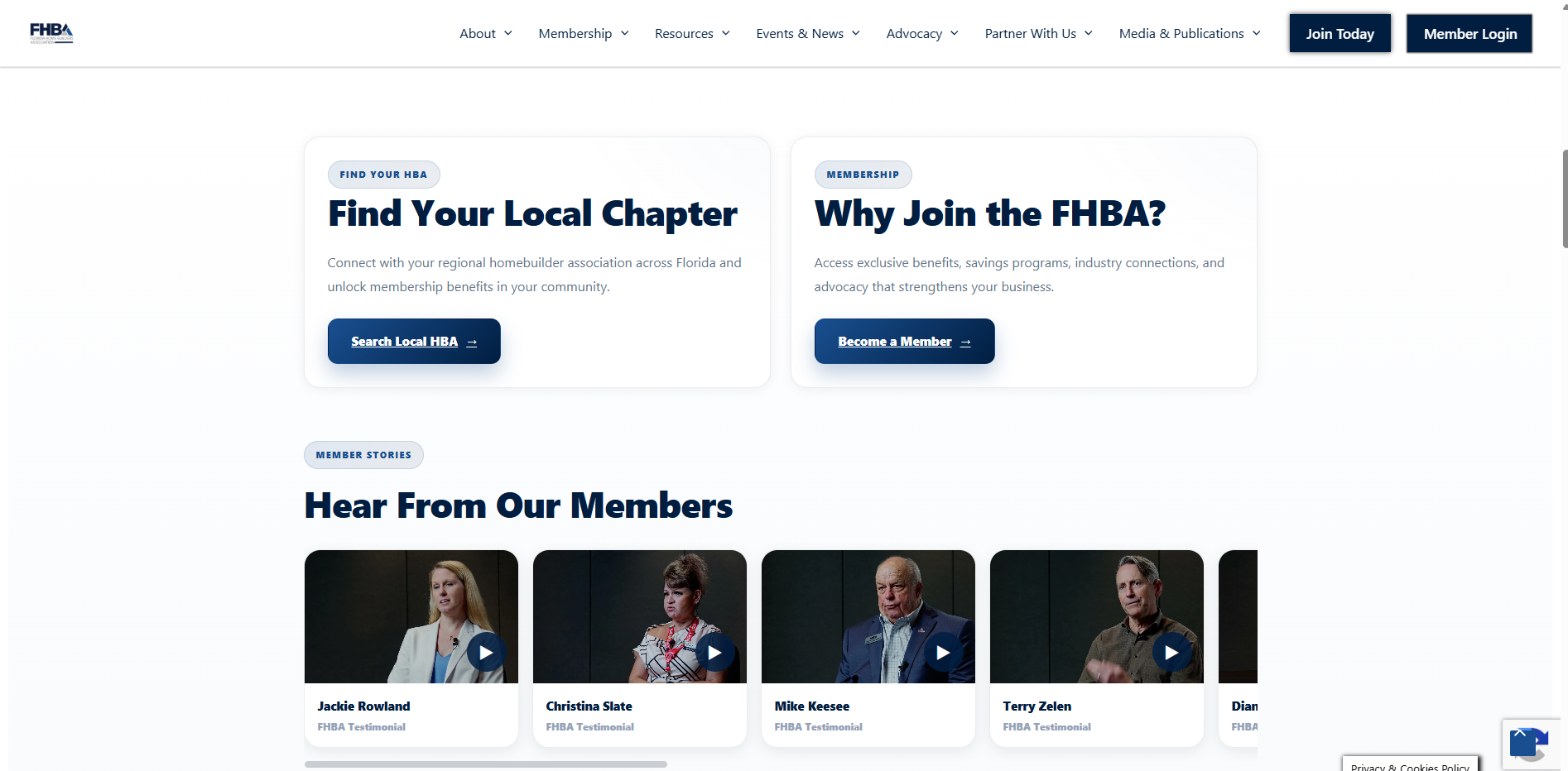 Florida Home Builders Association membership website content