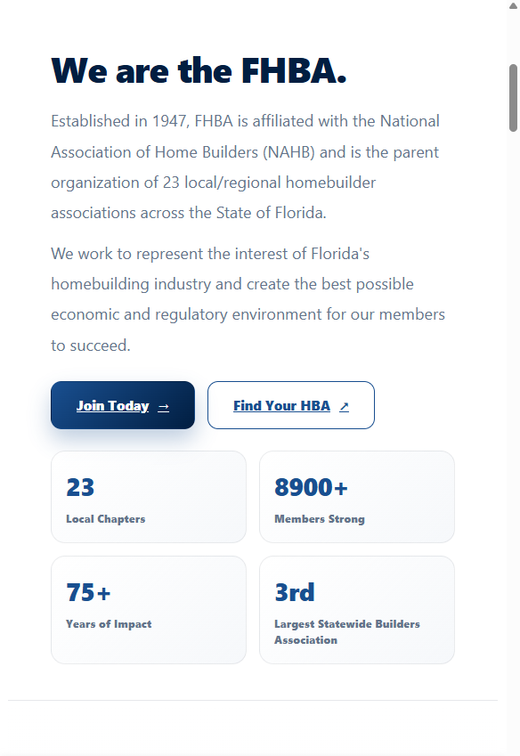 Florida Home Builders Association website overview